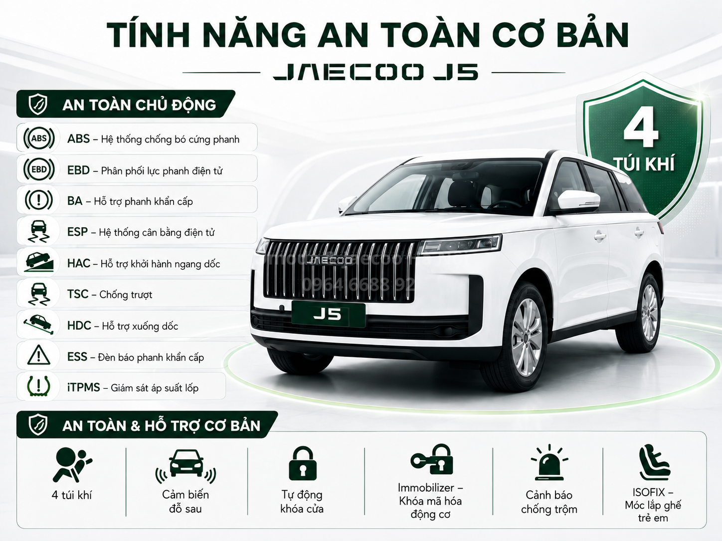 tính năng an toàn jaecoo j5 xăng tiêu chuẩn